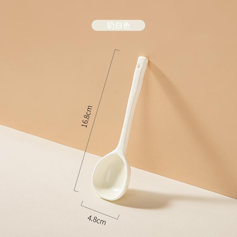 Long Handle Solid Ladle High Quality Non-toxic and Tasteless Good Looks Vintage Kitchen Supplies Ceramic Spoon Fine Workmanship