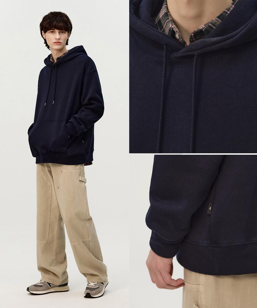 [Non-Fleece Or Fleece-Lined] Essential Oversized Hooded Sweatshirt Navy