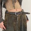 Jeans Decor Cowboy Waistband Vintage Heart PU Hollow Belt Cowgirl Buckle Belt  Dress Decoration