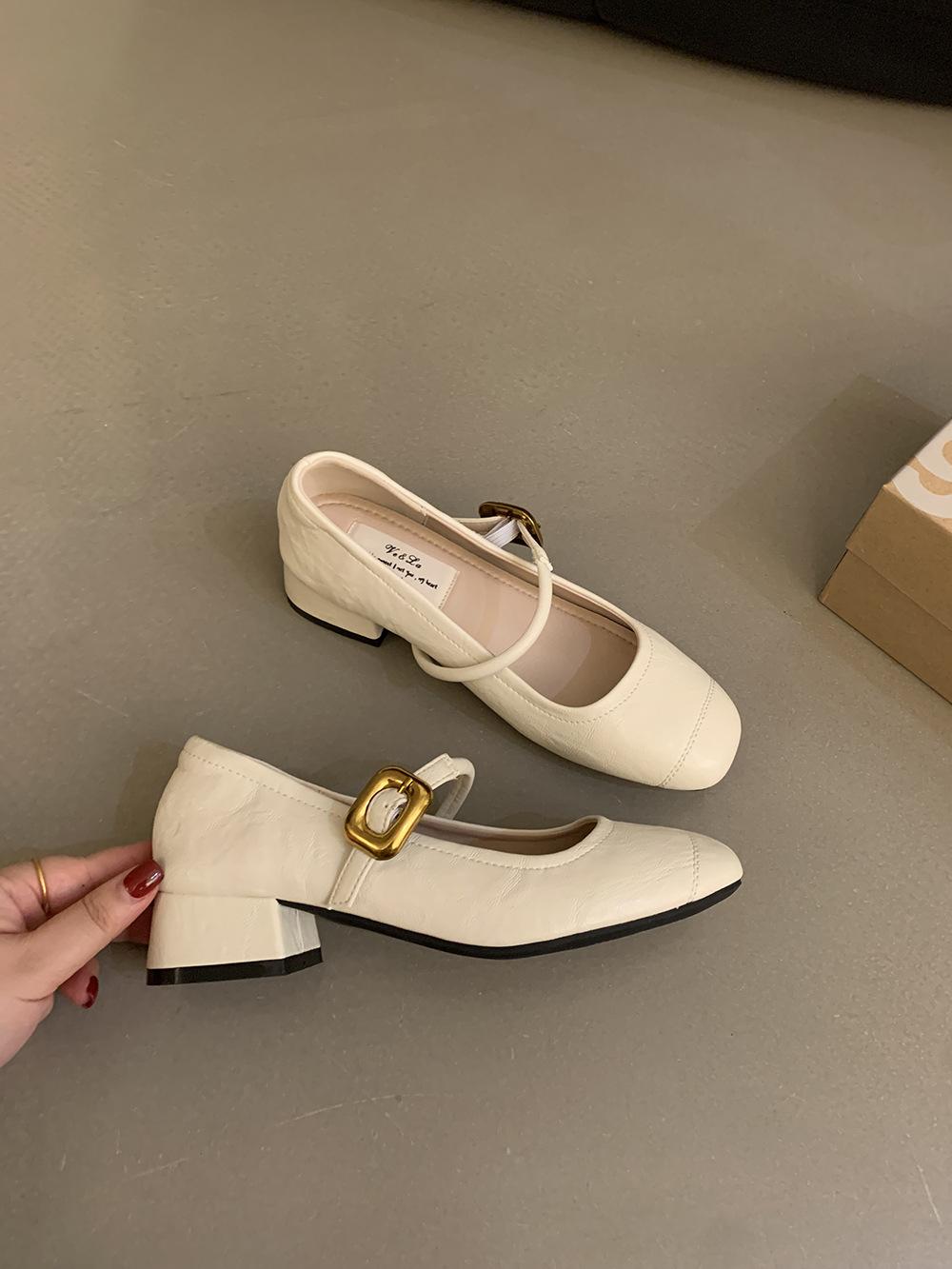 

Женские туфли-лодочки, весенняя новинка, женские туфли Мэри Джейн, нежная мода, круглый носок, плоская подошва 40 бежевый