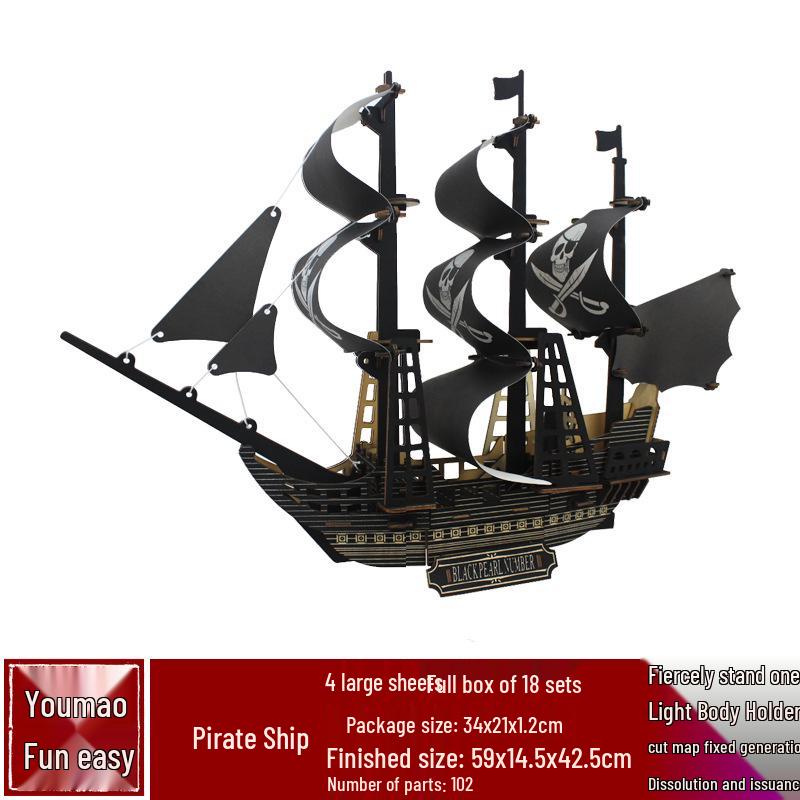 DIY Wooden Ancient Sailing Ship Model Kit: 3D Puzzle, Handmade Silk Merchant Vessel for Adults