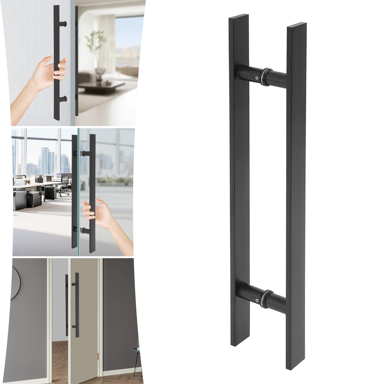 

Black Double Sided Stainless Steel Door Handle,23.43*1.6in H Shape Door Pull Handle Thickness 0.4in for Front Door Entrances