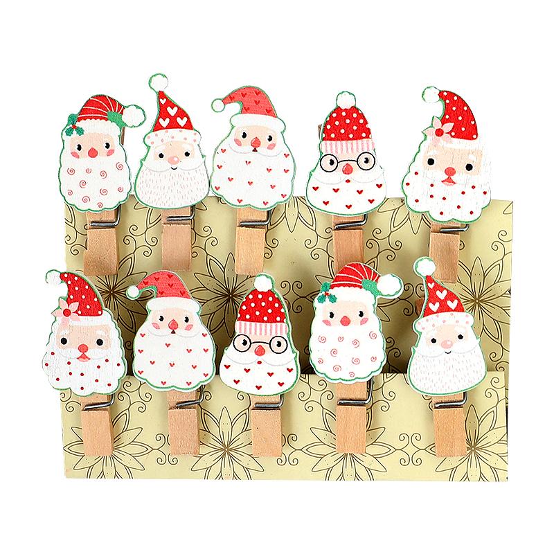 10 ks vánoční dřevěné spony Domácí závěsné foto nástěnné dekorace DIY ručně vyráběné výrobky 2025 novoroční party potřeby Navidad dětský dárek