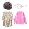 100 Days Of School Granny Costume Set For Kids Pink Floral Print A Line Dress With Long Sleeves For Halloween And Dance Parties