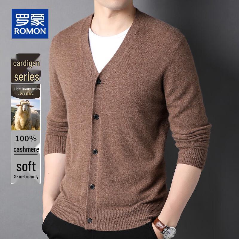 

ROMON Men s 100% Pure Cashmere V-Neck Cardigan M