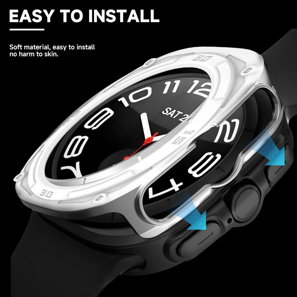 Case+Strap For Samsung Galaxy Watch 7 Ultra Soft TPU Silicone Band Metal Case for Samsung Galaxy Watch 7 Ultra No Gaps Bracelet