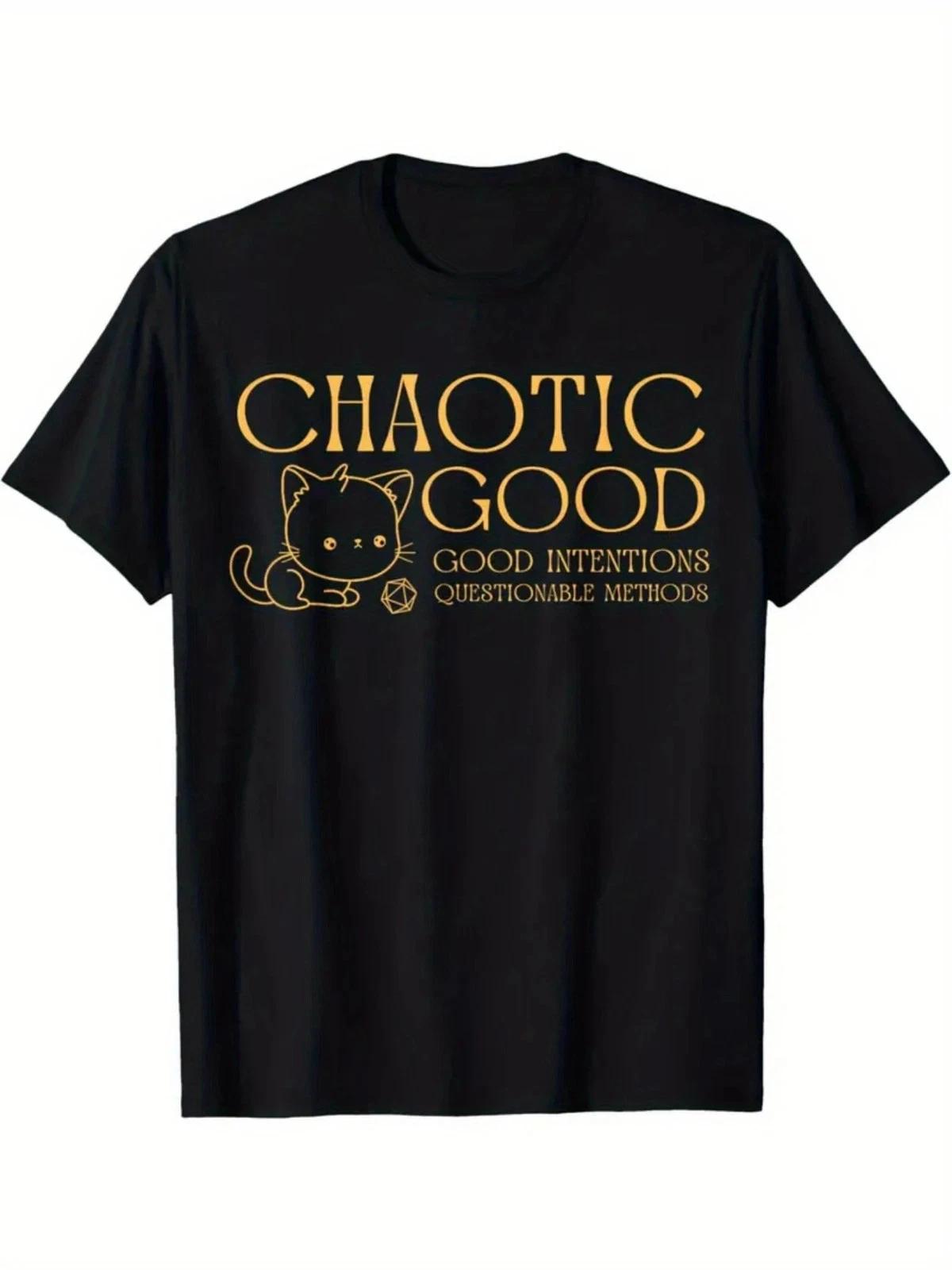 Soft Cotton Chaotic Good Cat Graphic T-Shirt for Men & Women - Breathable Crew N S