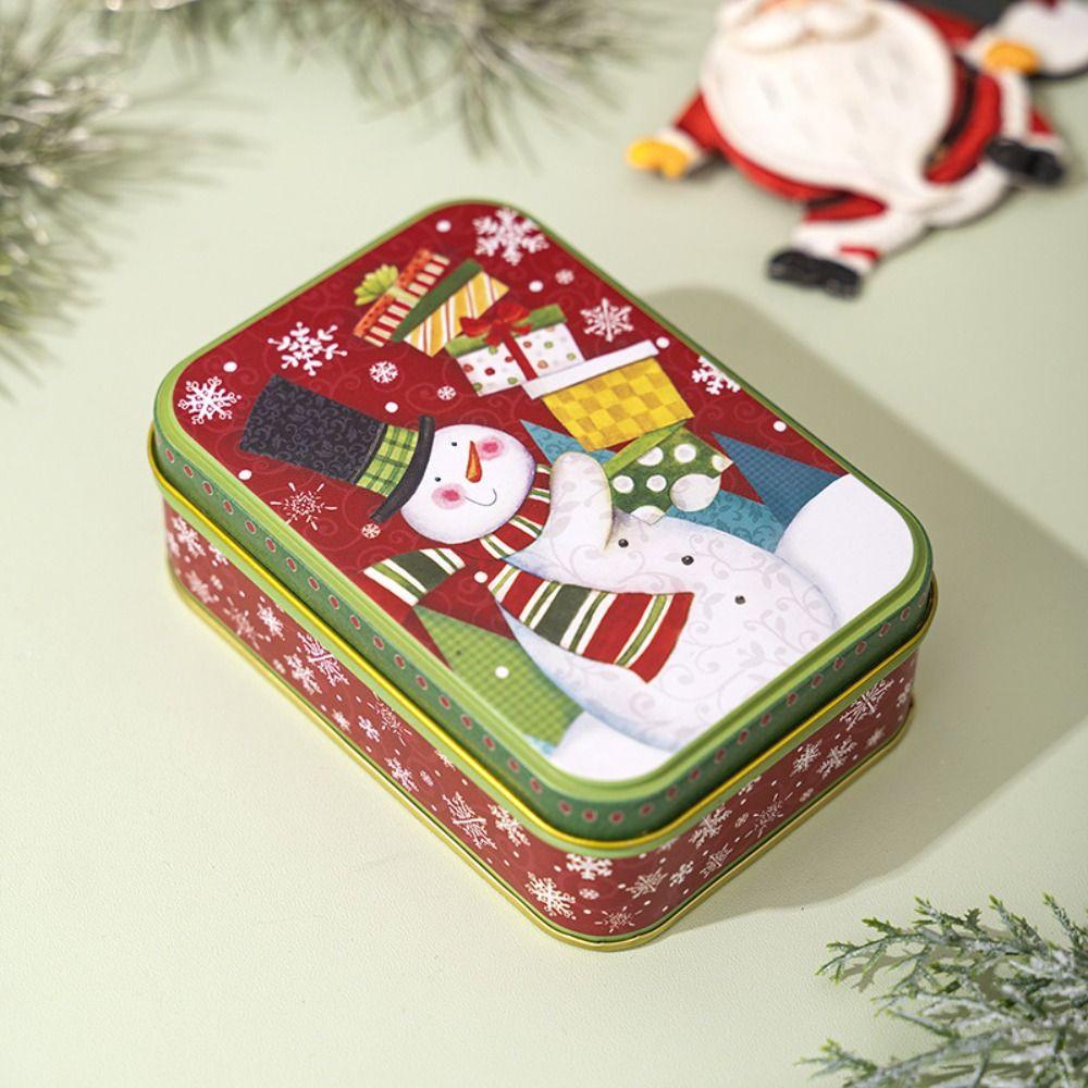 Mini Metal Candy Box Snowman Santa Claus Tinplate Box  Merry Christmas Decoration