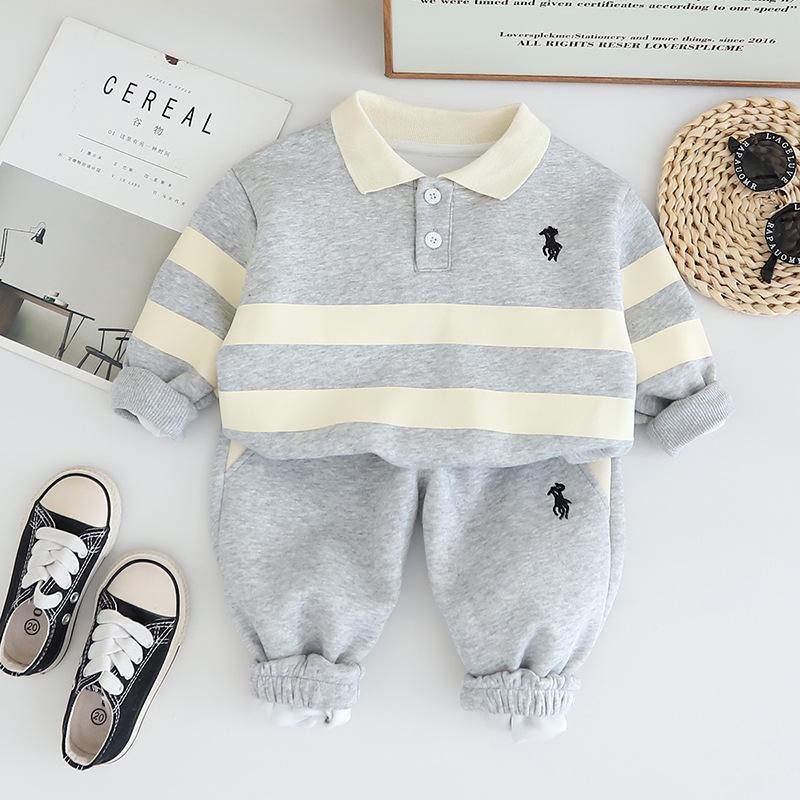 Kinderbekleidung Kinder-Hoodie-Set Herbst Casual Poloshirt Bestickt Jungen Herbst-Hoodie Zweiteiliges Set