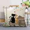 Cute Black Cat Printed Pillowcases Office Car Sofa Bed Cushion Cover Home Bedroom Decoration
