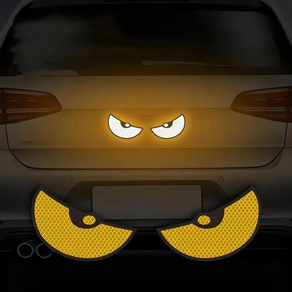 2pcs Car Reflective Safety Warning Tape Cat Eyes Pattern Night Driving Safety Decals for Auto Truck Motorcycle Reflector Sticker