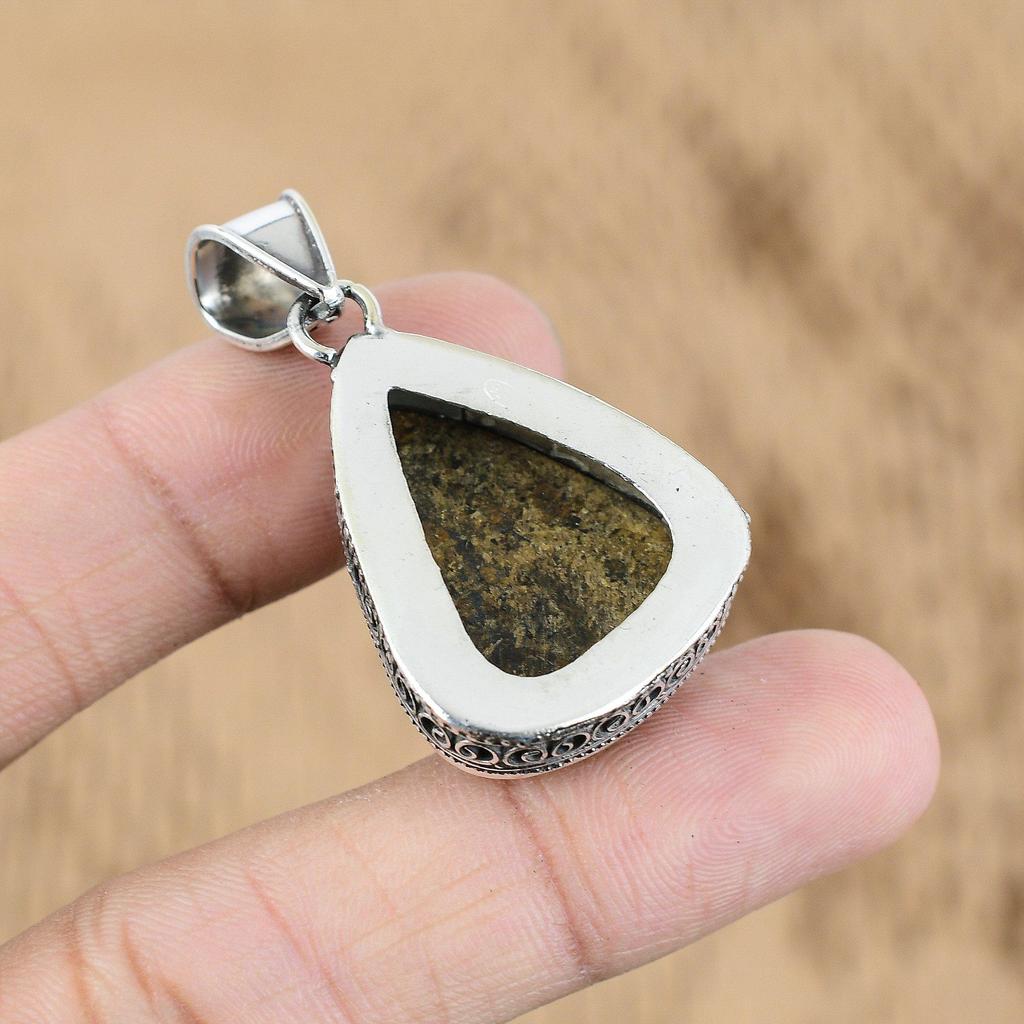 Trillion Bronzite Gemstone Trendy Vintage New Mother Artisan Pendant 925 Silver