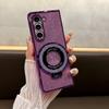 Coque de téléphone scintillante avec anneau électrolytique pour Samsung Galaxy Z Fold 6 5 4 3 Fold 6 Fold 5 Fold 4 Fold 3 Coque magnétique antichoc
