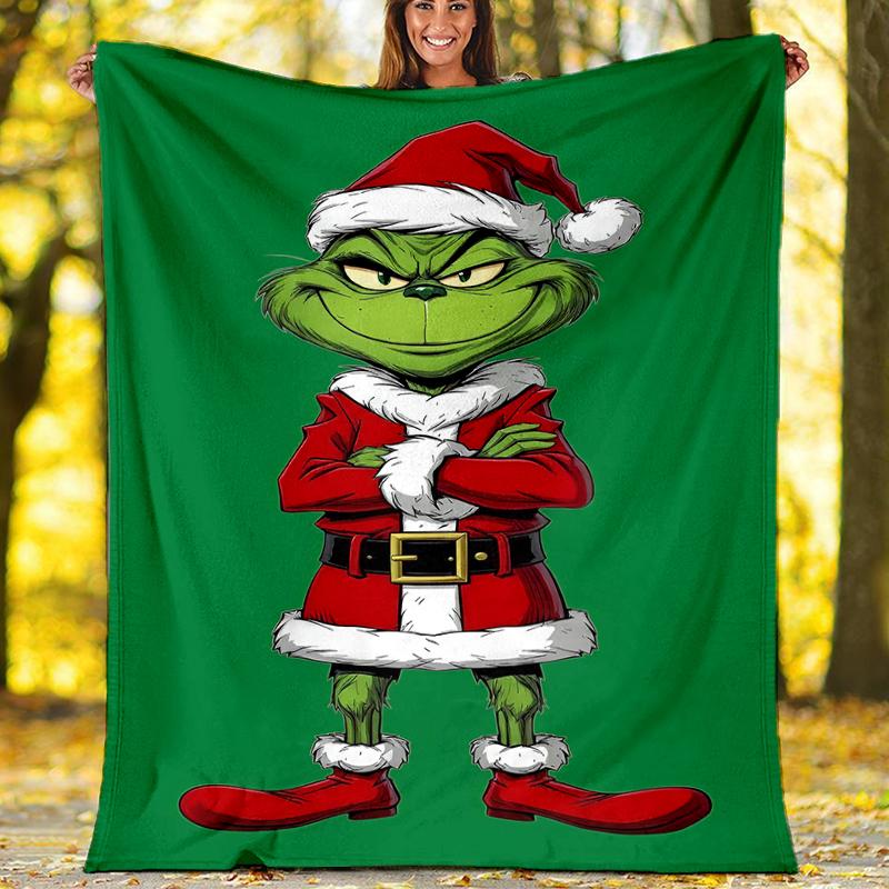 Grinch-Thema Bedruckte Decke Perfekt für Sofa Bett Reisen Außenbereich Maschinenwaschbar Gemütlich Langlebig