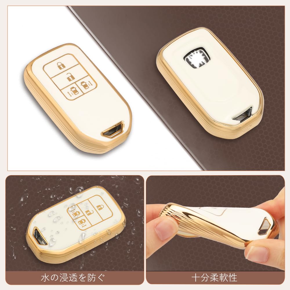 Futwod Honda Dedicated 4 Button Key Case, Key Cover, Accord Civic Odyssey Freed CR-V