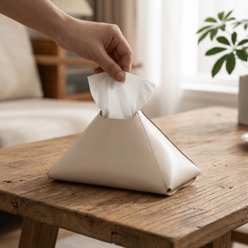Triangular Pyramid PU Tissue Box Modern Style Decorative Tissue Holder Waterproof Simple Car Tissue Box Kitchen Countertop