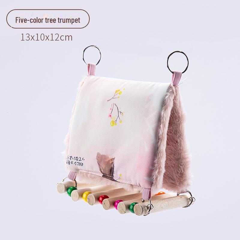 Parrot Warm Tiger Skin Hammock: Thickened Velvet Cotton Nest & Bird Toy for Winter