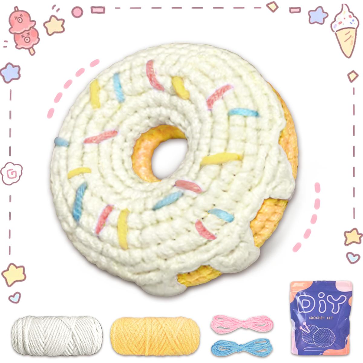

YAMAXIN Donut Theme Crochet Kit for Beginners - DIY Craft Tool Set Easy Knitting Arts And Crafts Project