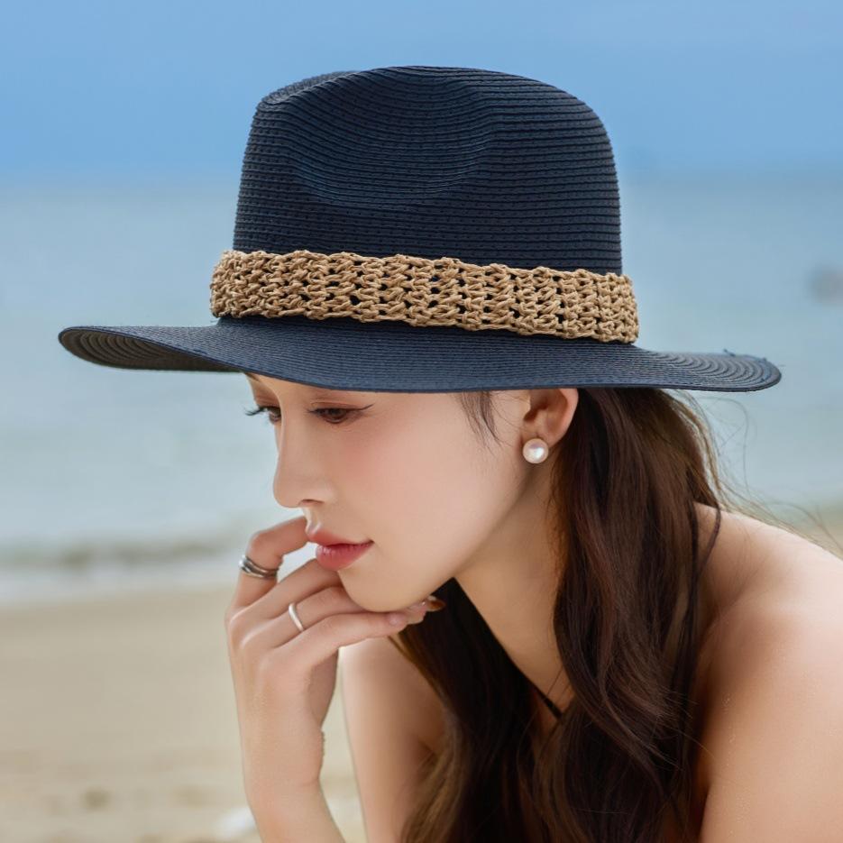 Lafite Seaside Beach Hat Sunshade Big Brim Straw Hat Women Breathable Travel Summer Sun Protection Hat Women