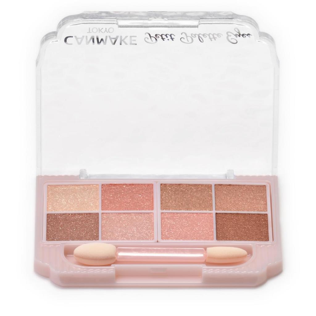 Canmake Petit Palette Eyes S02 Macaron Candy Glitter Eyeshadow Palette Sheer Finish Double-Ended Applicator