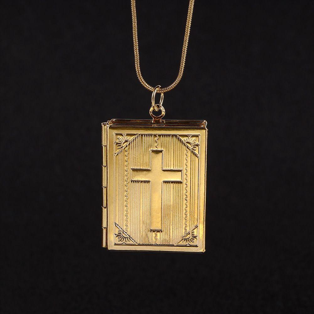 Charms Pciture Frame Pendant Christian Cross Bible Box Chains Jewelry Necklace Clothing Accessories