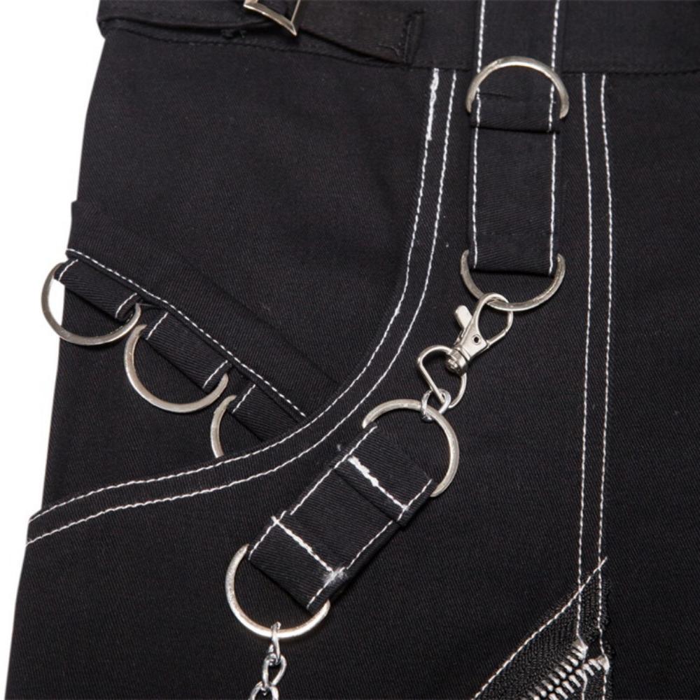2025 Men's Hip Hop Rock Punk Gothic Pants Cotton Casual Pants Buckle Zip Chain Strap Trousers Men Streetwear Daily Cargo Pants