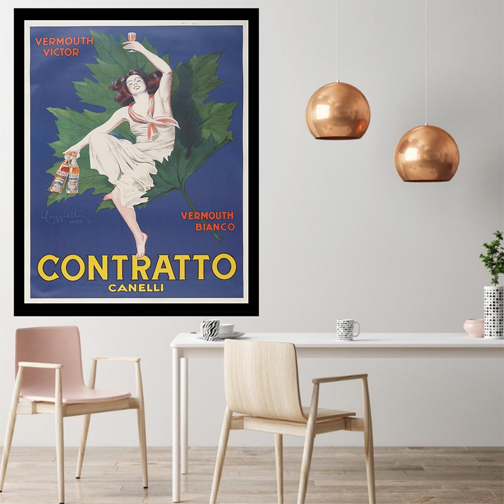 Vintage Beverage Advertising Style Contratto Vermouth Poster Print Retro Wall Art Canvas Painting Prints For Kitchen Bar Decor