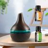 300ml Wood Grain Humidifier, Essential Oil Diffuser, USB Desktop Hydration, Includes 2 Aroma Oils, Quiet & Stylish