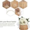 Elegant Wedding Flower Girl Basket with Pearl Handle and Ribbon Bow, Bowknot Satin Flower Basket for wedding, Rustic Handwoven Wicker Flower,  (1PCS)
