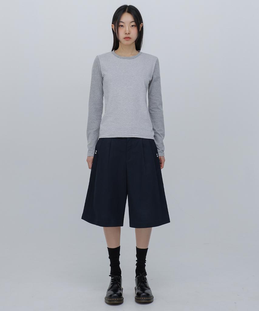 CHICKS Bermuda Wide Cotton Pants Navy