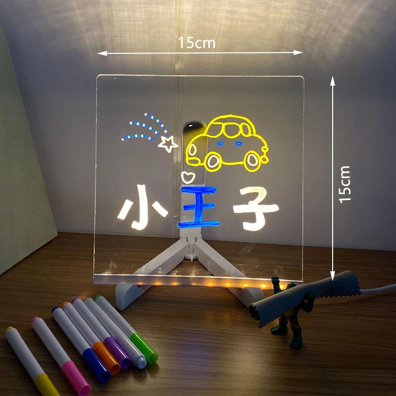LED Letter Message Board Note Glass With 7 Colorful Pens Erasable Neon Sign Clear Glass Writing Board Beer Bar Clear Dry Erase B