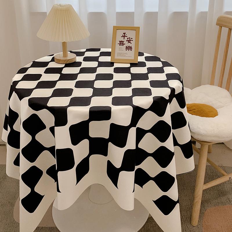 Chessboard Plaid Tablecloth Girl Heart Light Luxury High Sense Coffee Table Cover Student Dormitory Desk Makeup Tablecloth