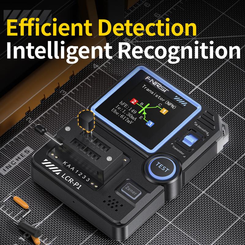 

FNIRSI LCR-P1 Transistor Capacitor Tester Multifunction LCR ESR Meter Diode Triode SMD LCR ESR NPN PNP MOSFET Tester Data Export LCR-P1