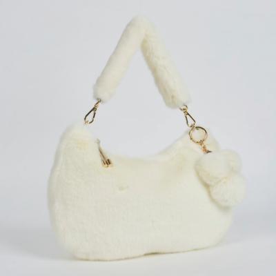 Lara Fogni Fur Hobo Bag Crossbody Ivory Maiab0013