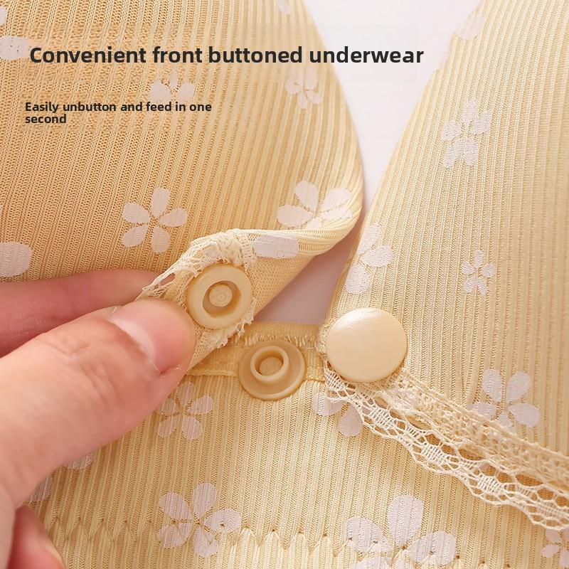 Maternity Nursing Bra Women Thin Front Opening Wireless Push Up Breastfeeding Bra Pregnancy Postpartum Anti Sagging Comfortable Supportive Underwear