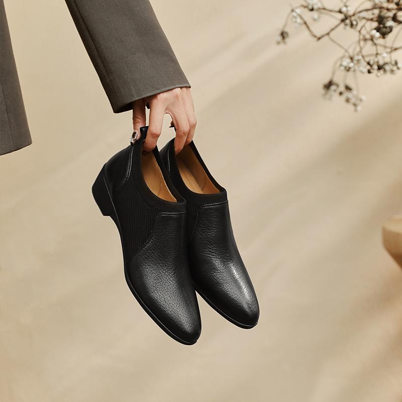 Fashion Women Pumps Low Heels Genuine Leather 2025 Spring Summer New Round Toe Mature Working Shoes Woman Basic Office Lady Women Shoes