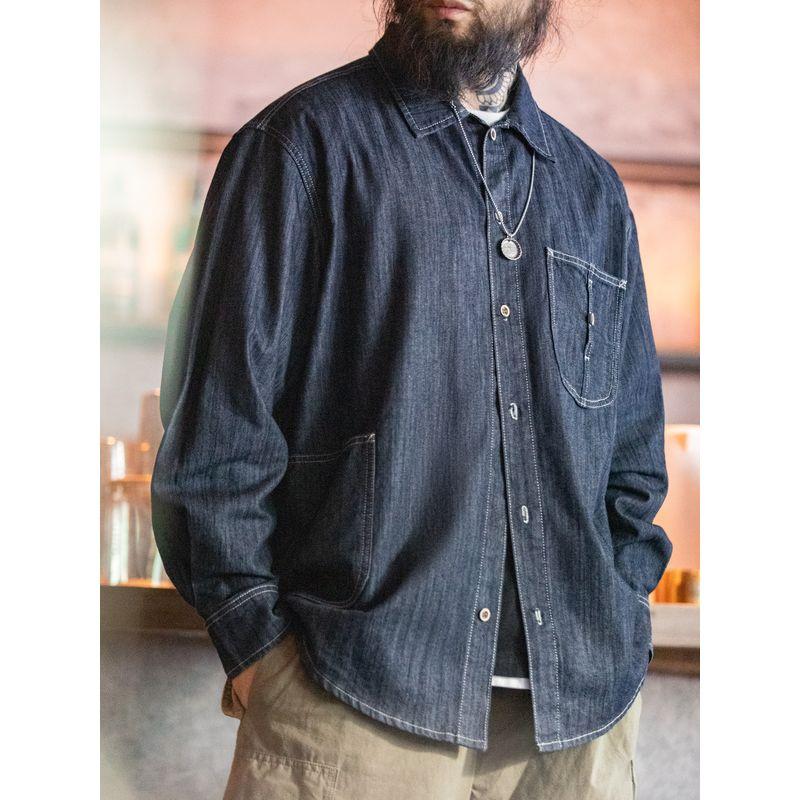 Madden Retro Denim Long Sleeves Topstitching Shirt Parka