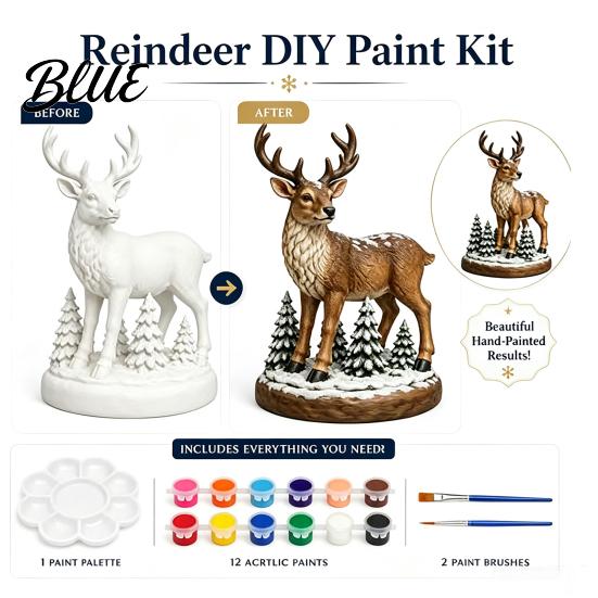 DIY Painting Santa Figurines Coloring Christmas Figurine Kit Paints & Brushes Included Snowman Reindeer Handmade Decorations Nutcracker Xmas
