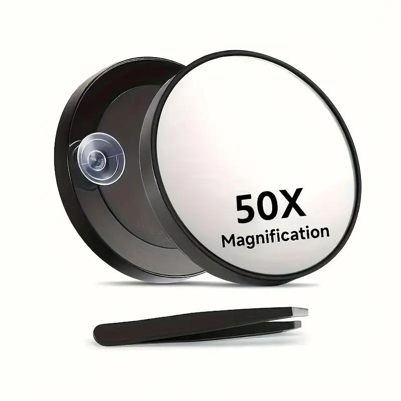 50X Magnifying Mini Mirror Portable Suction Cup Handheld Cosmetic Mirror Clarity on-the-Go Beauty Precision Magnifying Mirror bianco
