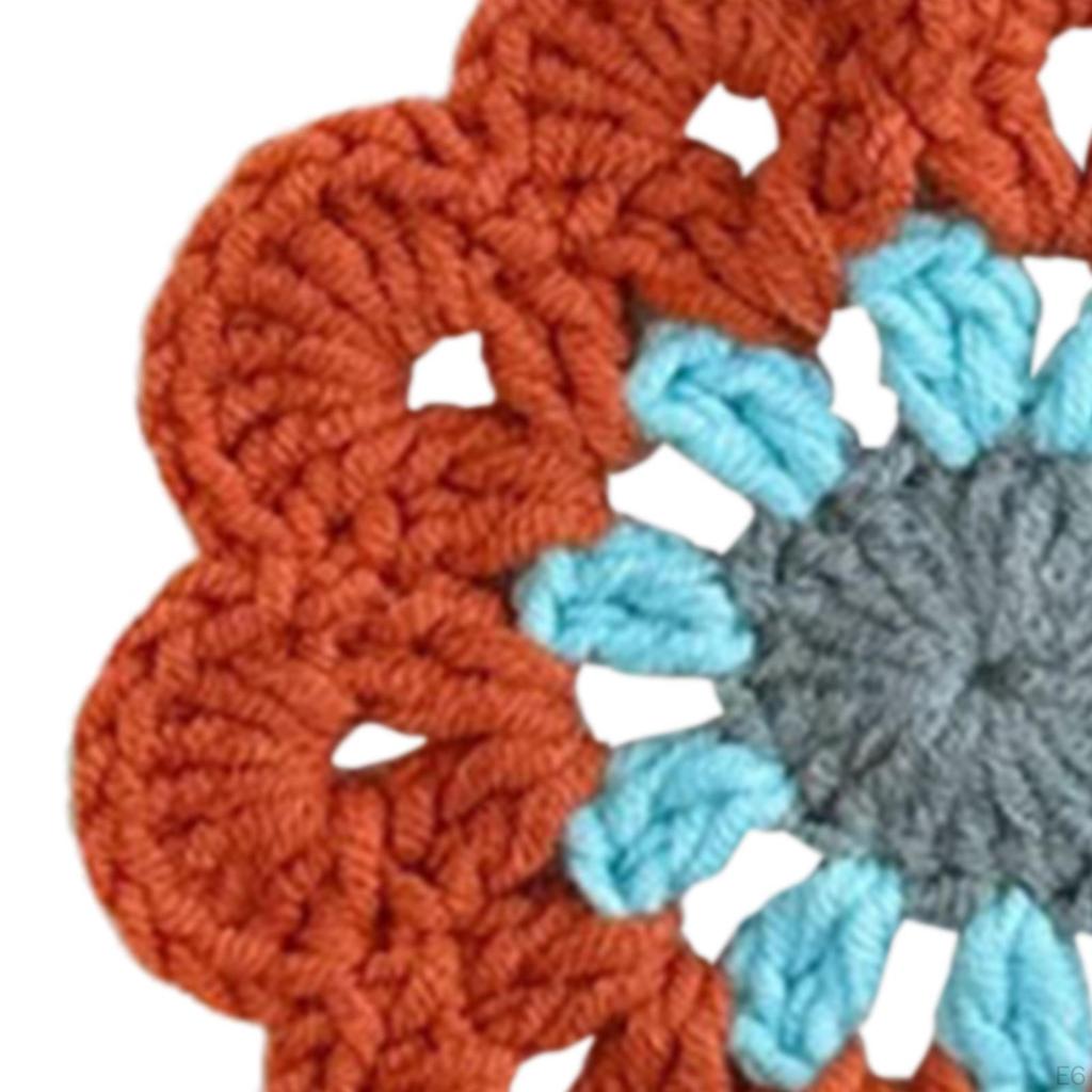 Crochet Coaster Coffee and Tea Flower Shape Round Woven Funny Gift Non Slip Decoration Cup
