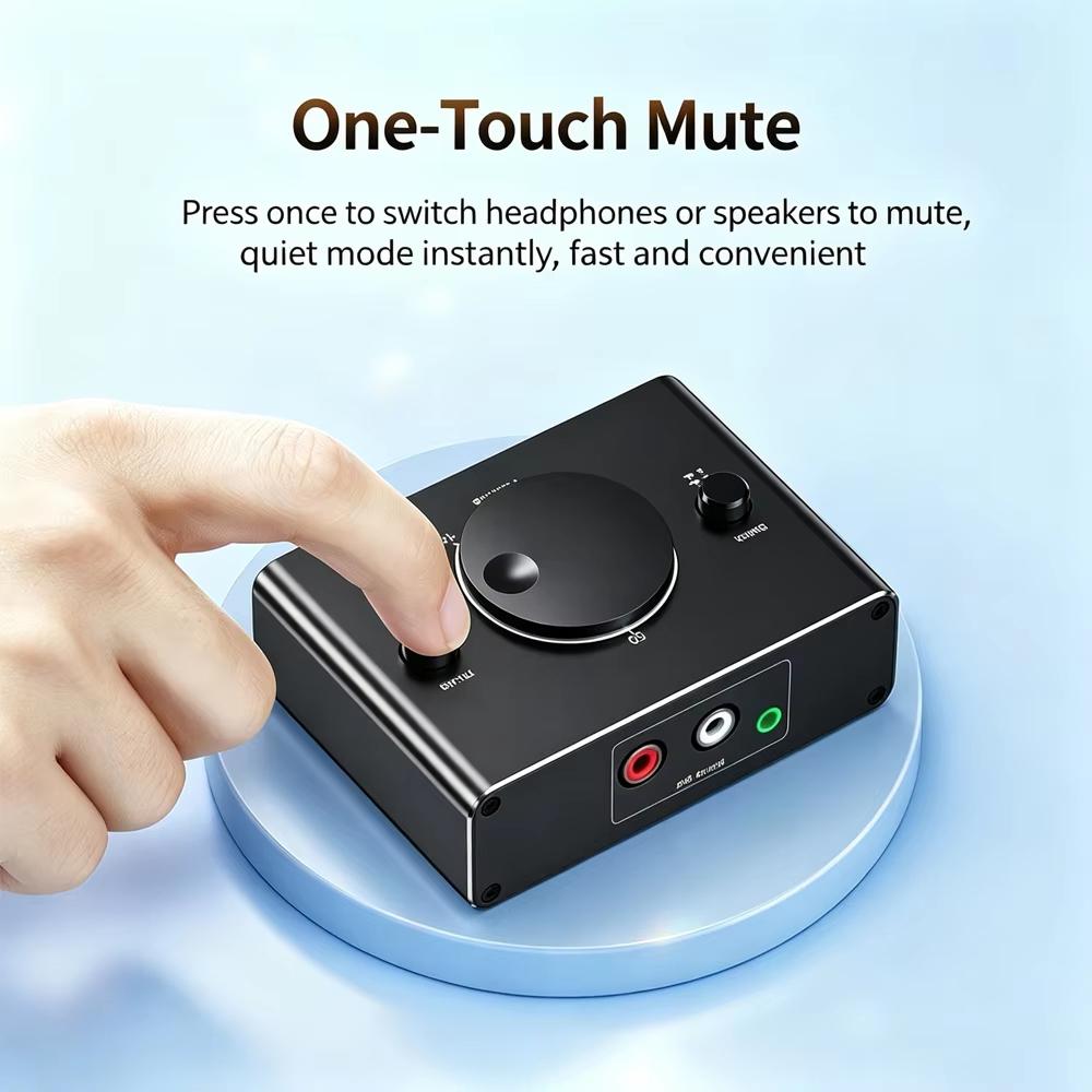2 Way 3.5mm RCA Stereo Audio Switcher 2 in 1 Out/1 in 2 Out RCA Stereo Audio Switch with Mute Button Bi-Directional Audio Splitter