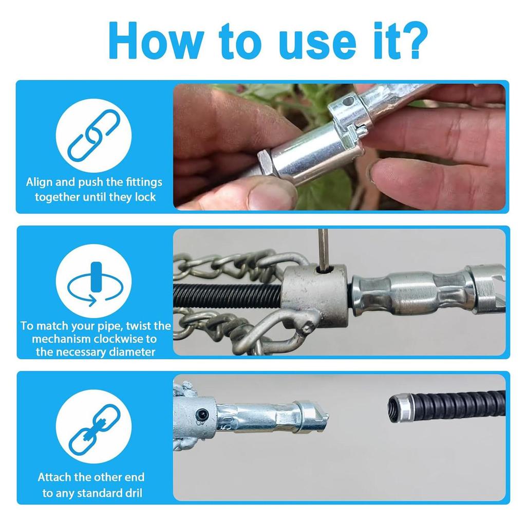 Shaft Chain for Dredging Sewer Piping Drain Clog Remover Practical Tubing Maintenance Tool Plumbing Tool for Household Bathroom