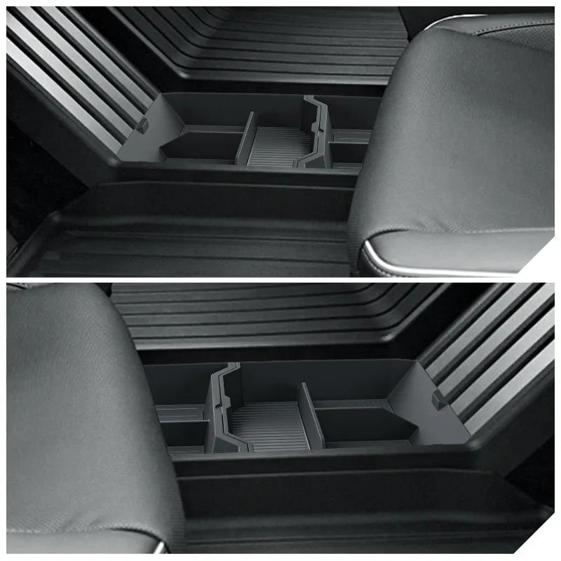 For TESLA Cybertruck Center Console Lower Non-slip Pad Armrest Partition Grid Organizer ABS Storage Box Under Central Control