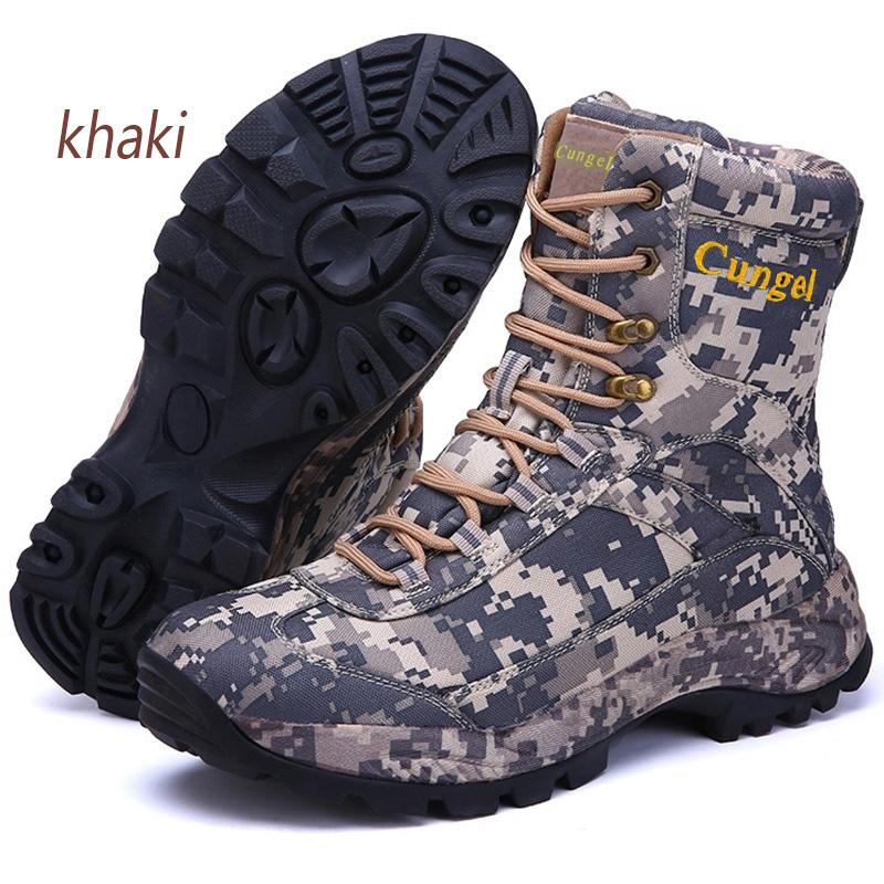 Herren Camouflage Jagdstiefel wasserdichte Wanderstiefel rutschfest leicht atmungsaktiv langlebig Outdoor-Schuhe hochgeschnitten Angeln Wandern