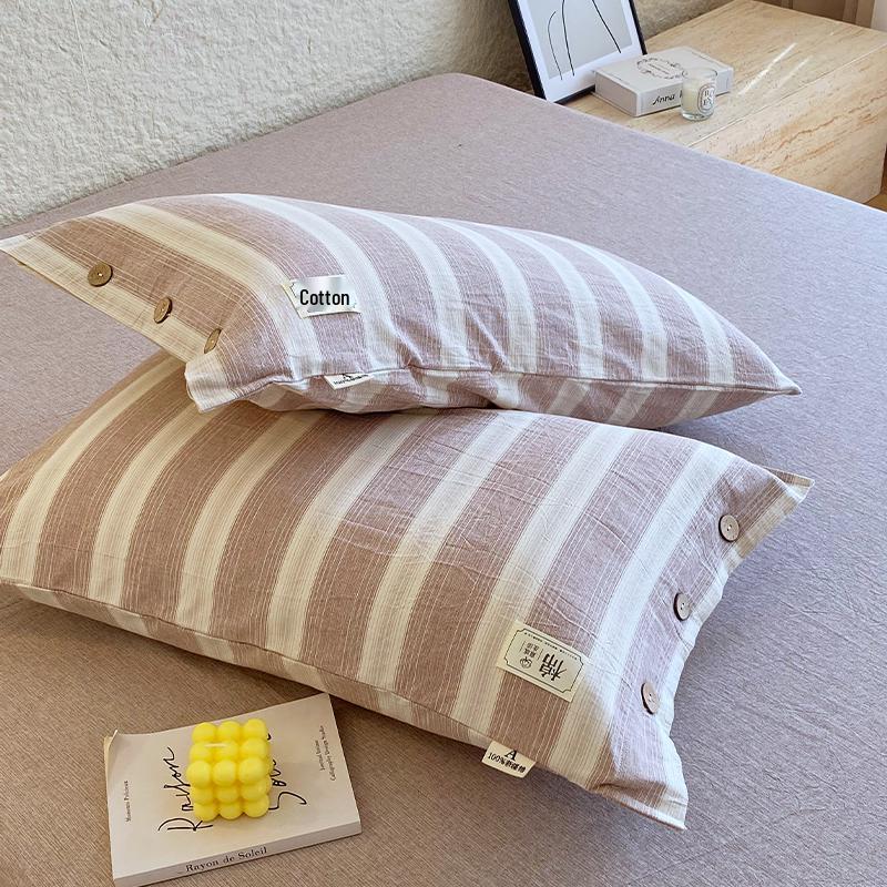 Zestaw 2 poszewek na poduszkę pojedynczą z czystej bawełny i lnu z wewnętrznym wkładem w całości bawełnianym, 48cm x 74cm