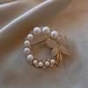 Butterfly Brooch Trend Elegant Circle Leaf Brooch Party Gift Creative Fashion Gifts Baroque Imitation Pearl Rhinestone Wreath