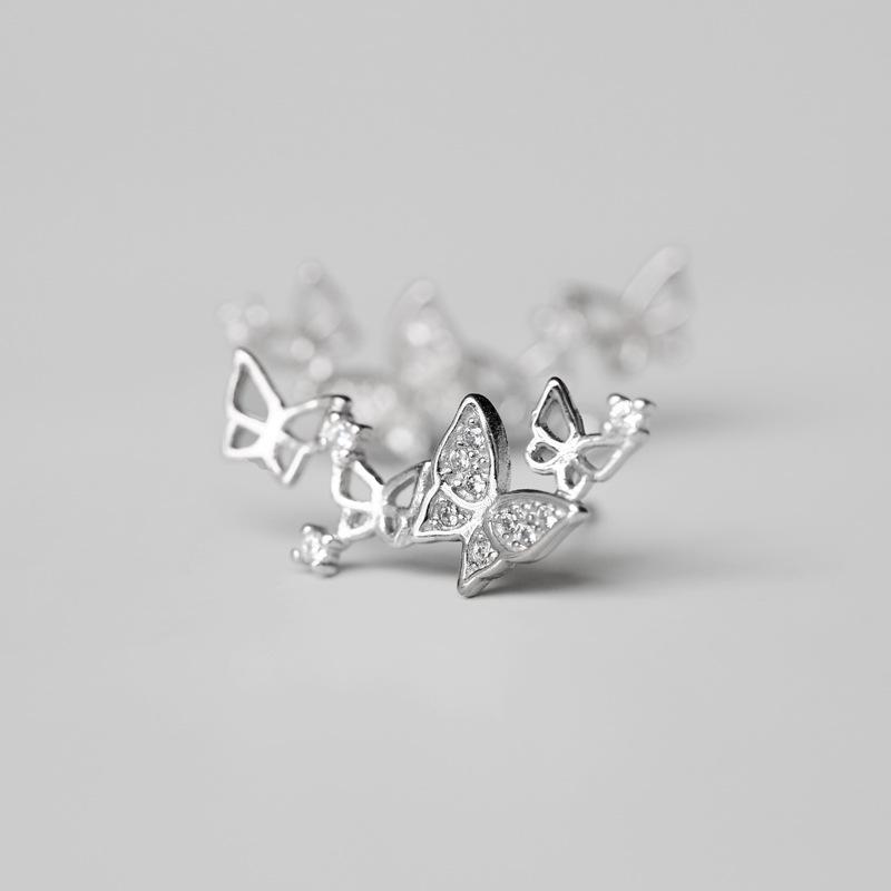 925 Sterling Silber Schmetterling Diamant Ohrringe für Damen - Schlichter, modischer Schmuck im koreanischen Stil