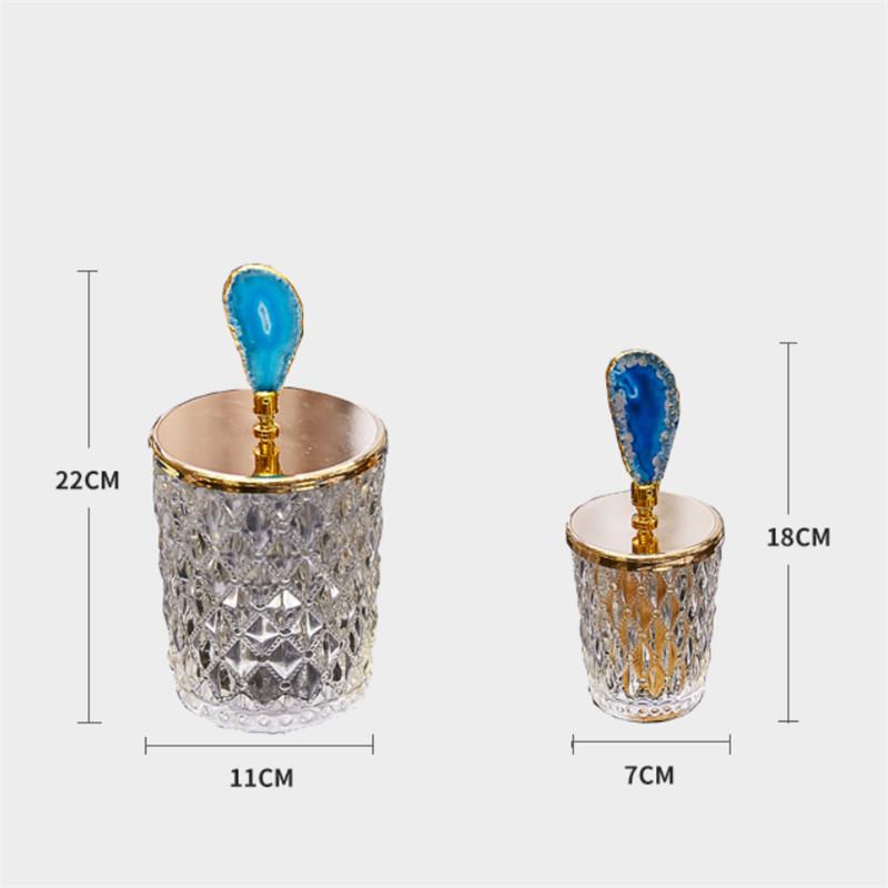 Nordic Relief Glass Storage Jar – Decorative Canister with Natural Agate Lid for Tea, Candy & Spices