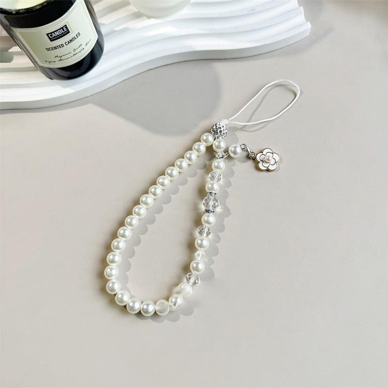 

Элегантный кулон на телефон с цепочкой из камелии и бисером, милый чехол для наушников, ремешок на запястье, декоративная сумка