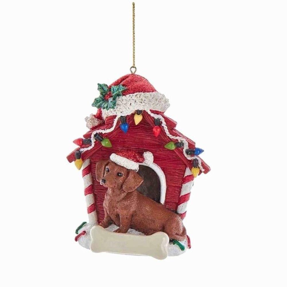 Funny Acrylic Dachshund Dog Pendant Cartoon Hangeable Car Rear View Mirror Pendant Craft Dog Christmas Tree Ornament Christmas